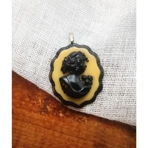 Antique celluloid resin Cameo Pendant